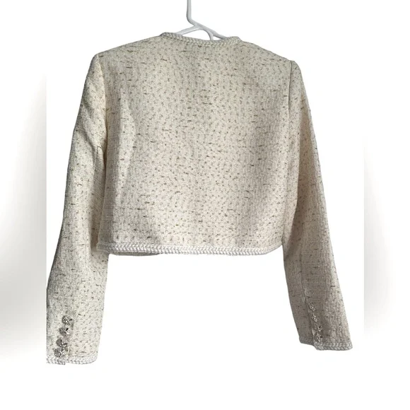 SELF PORTRAIT NWOT Cream Boucle with Gold Tinsel Blazer Jacket size 6 - Picture 4 of 13